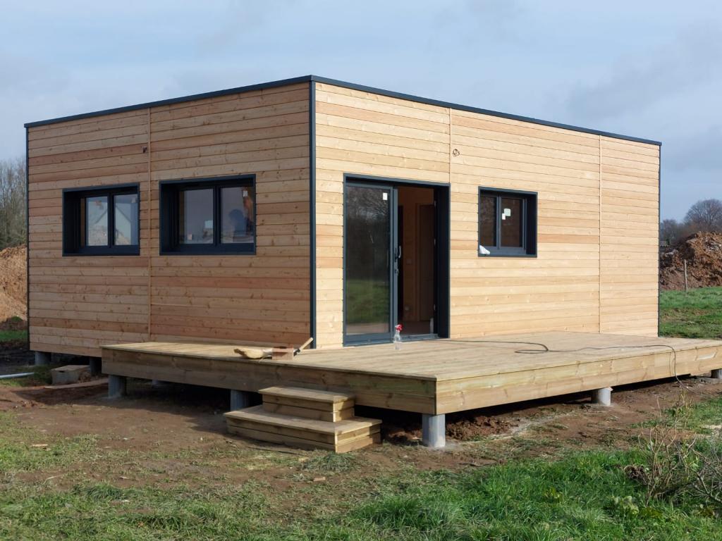 petite maison en bois toit plat 58m²