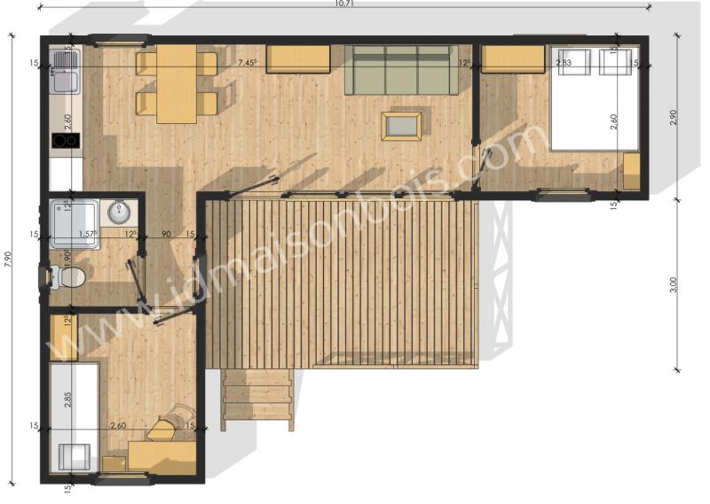 Maison bois Loire-Atlantique toit plat 45 m2 1
