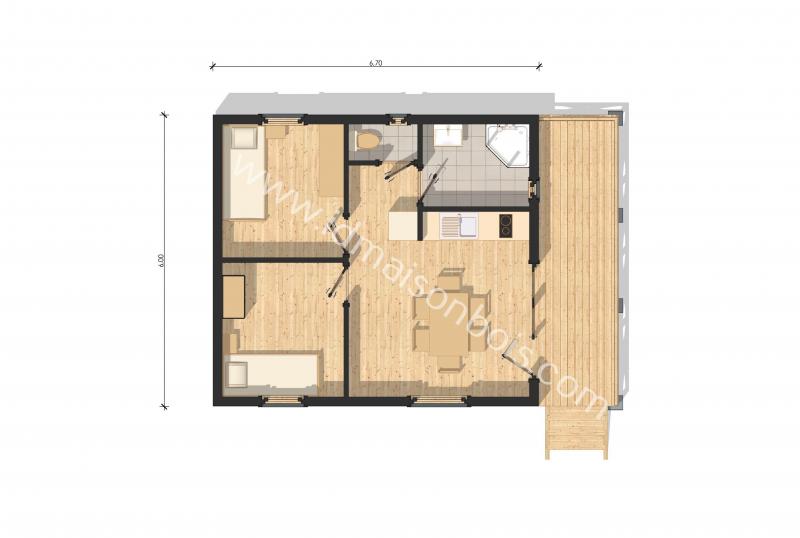 Maison bois Oise toit deux pans 40 m2 1