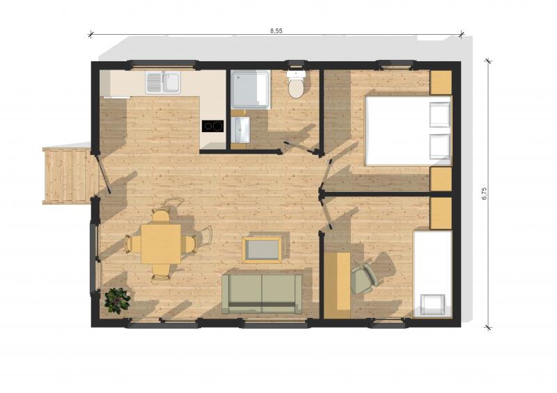 petite maison en bois en toiture 2 pans 58m² 3